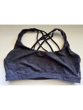 Victoria's Secret Strappy Bralette Gray Purple Wireless Criss Cross Womens Large